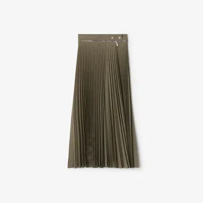 Burberry Pleated Wool Skirt In Grey