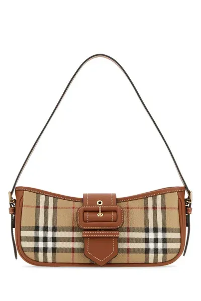 Burberry Printed Canvas Sling Shoulder Bag In Beige