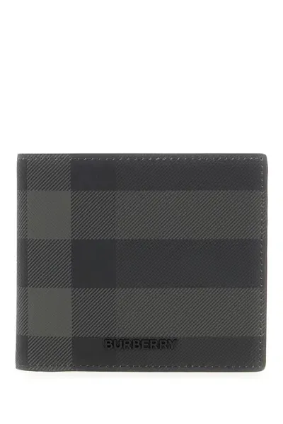 Burberry Printed Fabric Wallet In Charcoal