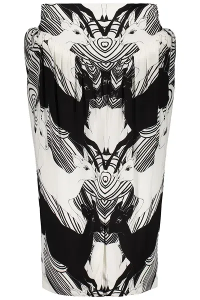 Burberry Printed Midi Skirt In White