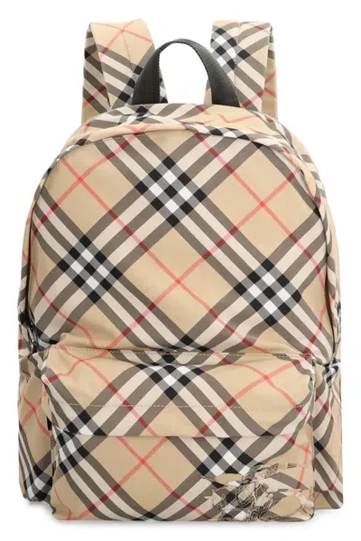 Burberry Printed Nylon Backpack In Beige