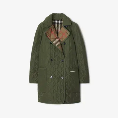 Burberry Quilted Coat In Dark Olive