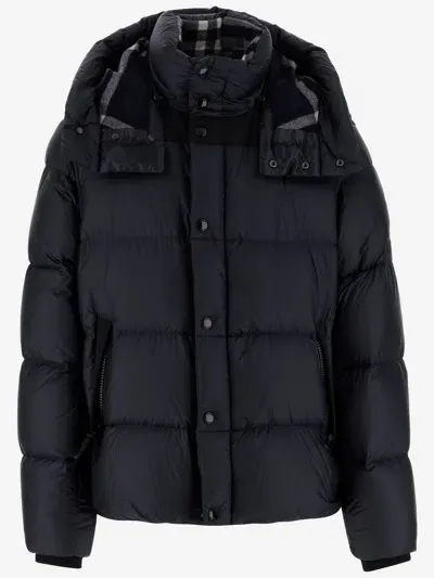 Burberry Quilted Down Jacket In Blue