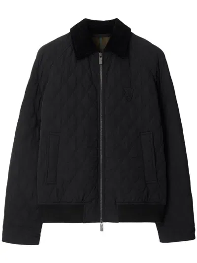 Burberry Quilted Jacket In Navy/charcoal Melange