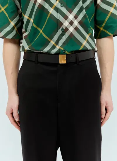 Burberry Reversible B Cut Leather Belt In Black