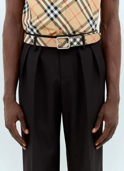 Burberry Reversible Check B Buckle Belt In Brown