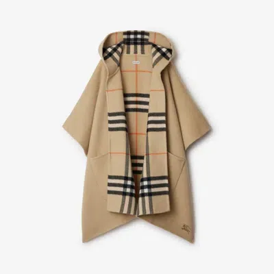 Burberry Reversible Check Cashmere Cape In Sand