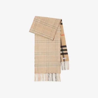 Burberry Reversible Check Cashmere Scarf In Brown