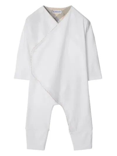 Burberry Babies' Set Regalo Da Due Pezzi In Jersey Di Cotone In White