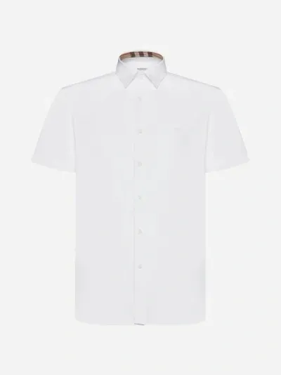 Burberry Logo-embroidered Cotton Shirt In White