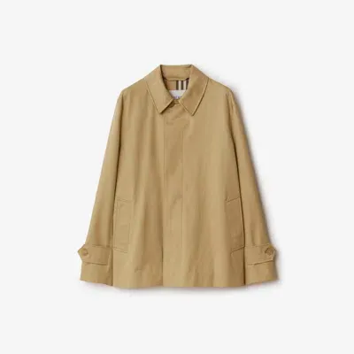 Burberry Short Gabardine Car Coat In Flax