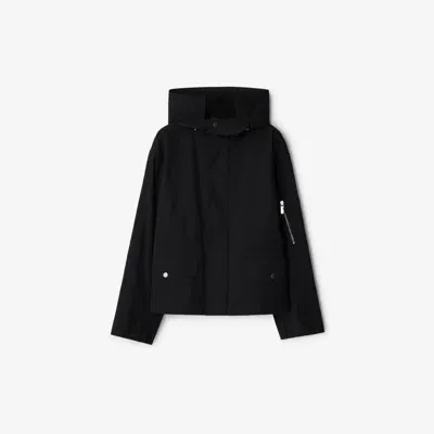 Burberry Short Nylon Cotton Parka In Black