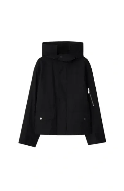 Burberry Short Nylon Cotton Parka In Black