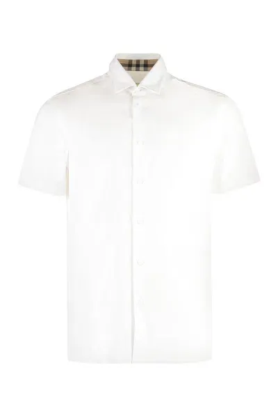 Burberry Short Sleeve Cotton Shirt In White