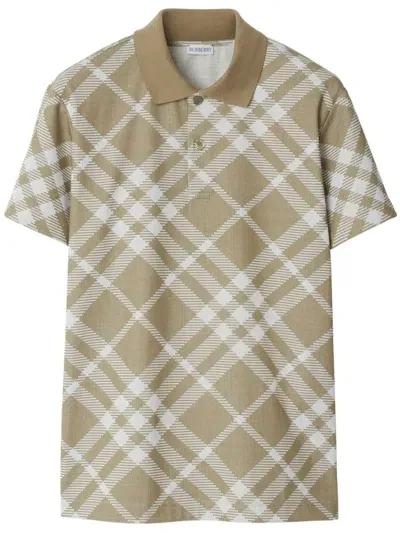 Burberry Short Sleeve Cotton-blend Polo In Brown