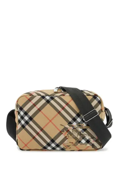 Burberry Shoulder Bag With Check Pattern Men In Cream