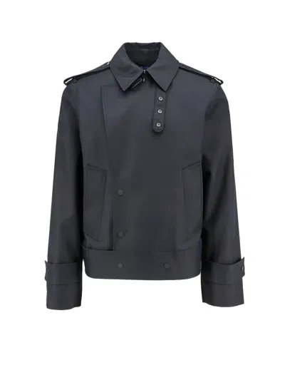 Burberry Silk Blend Jacket In Black