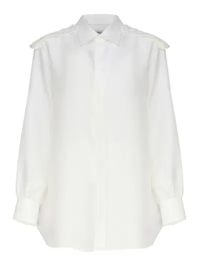 Burberry Silk Long Shirt In White