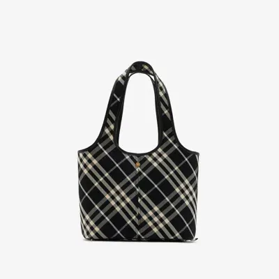 Burberry Small Check Tote In Black/calico