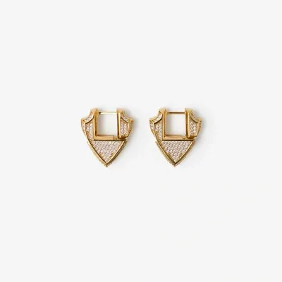 Burberry Small Shield Pavé Earrings In Gold/clear