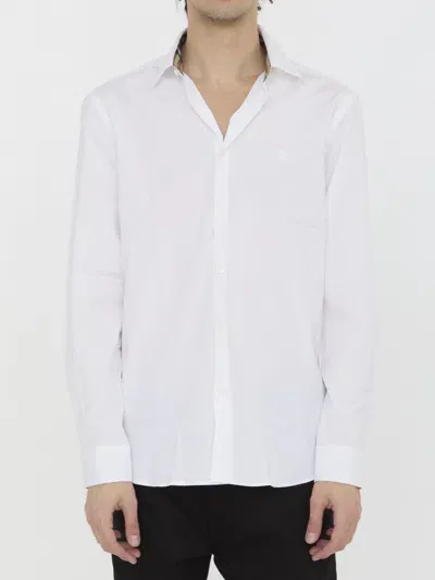 Burberry Logo Cotton Shirt In White