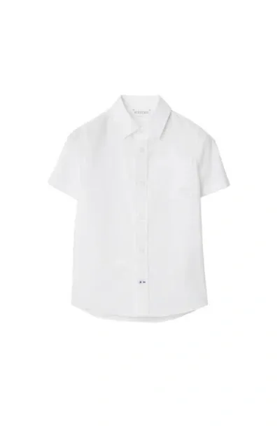 Burberry Kids' Equestrian Knight Cotton-blend Shirt In White