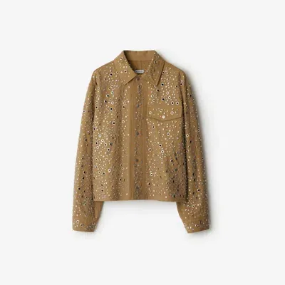 Burberry Studded Cotton Jacket In Timber