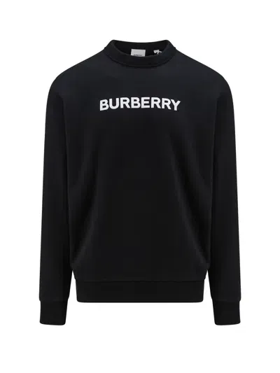 Burberry Logo Printed Crewneck Sweatshirt In Black