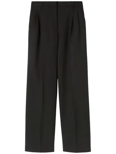 Burberry Wool Twill Tailored Trousers In Black