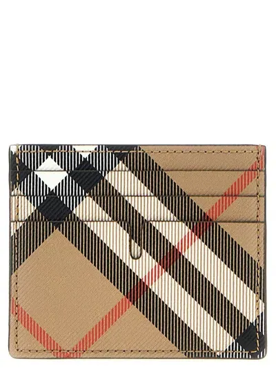 Burberry 'tall Check' Card Holder In Beige