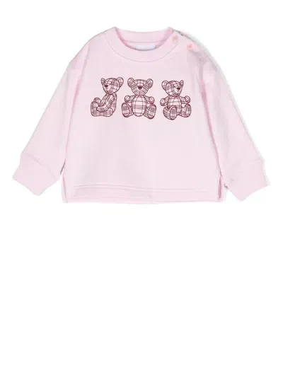 Burberry Babies' Thomas Bear-embroidered Cotton Sweatshirt In Rosa