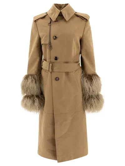 Burberry Trenchcoat With Cuff Details Coats Beige In Brown