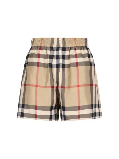 Burberry Tartan Silk Shorts In Beige