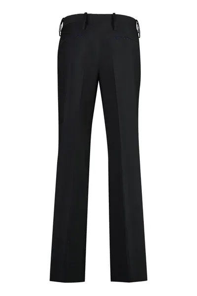 Burberry Virgin Wool Trousers In Black