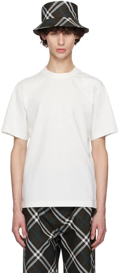 Burberry White Cotton T-shirt In Salt