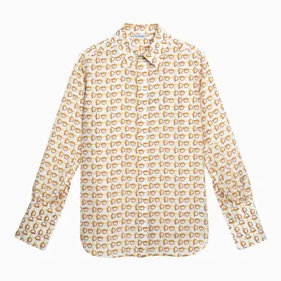 Burberry White Shirt With Gold Motif In Silver