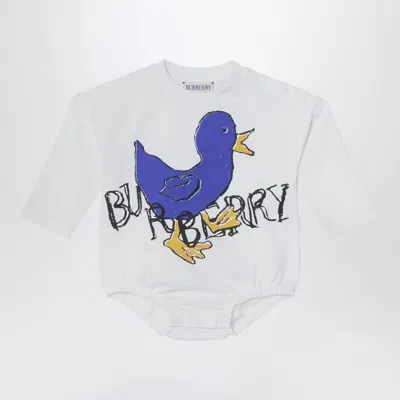 Burberry Babies' White Sleepsuit With Logo Print