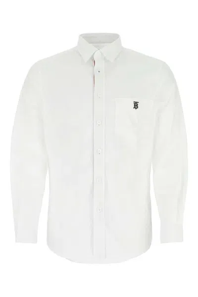 Burberry White Stretch Poplin Shirt In A1464