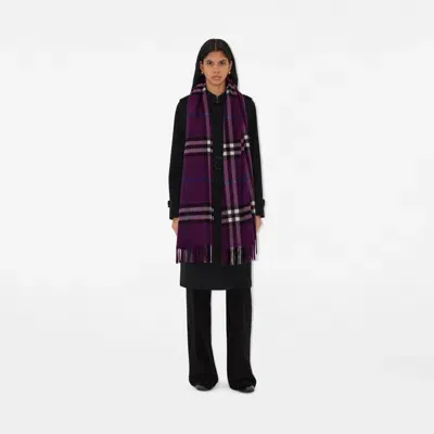 Burberry Wide Check Cashmere Scarf In Pansy