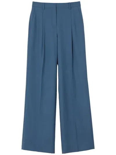 Burberry Silk-satin Jacquard Wide-leg Pants In Blue