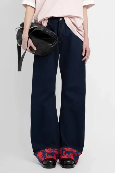 Burberry Printed-cuffs Straight Jeans In Blue