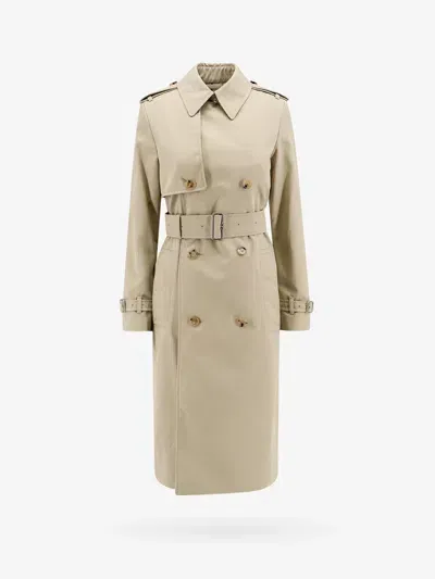 Burberry Woman Trench Woman Beige Trench Coats In Cream