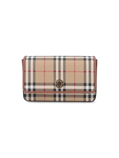 Burberry Check Shoulder Bag In Brown