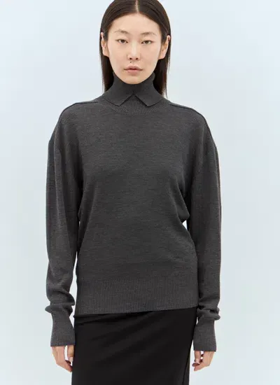 Burberry Women Wool High Neck Sweater In Gray