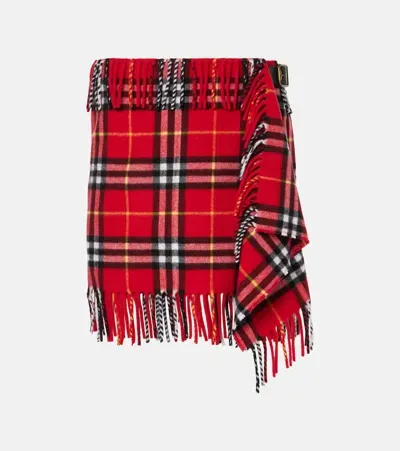 Burberry Wool And Cashmere Miniskirt In Red