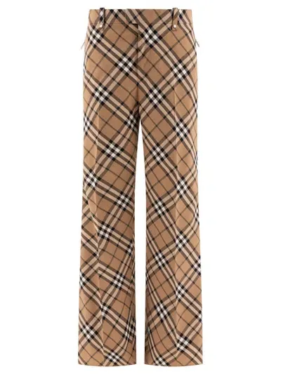 Burberry Wool Blend Tailored Trousers In Beige