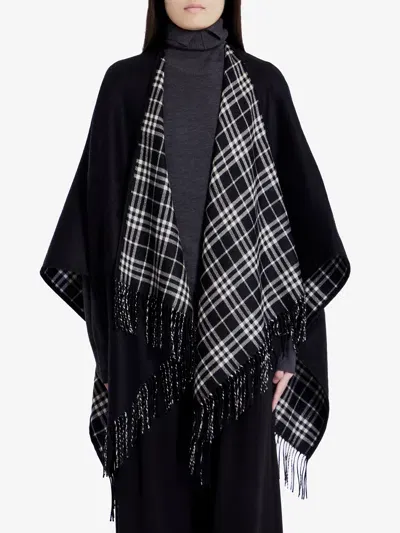 Burberry Wool Cape In Black