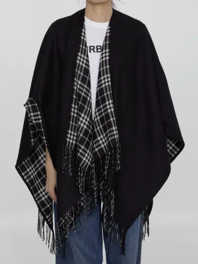 Burberry Wool Cape In Blackcalicoipchk