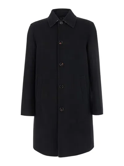 Burberry Wool Car Coat In Black