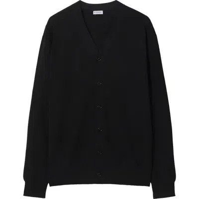 Burberry V-neck Wool Cardigan In Schwarz